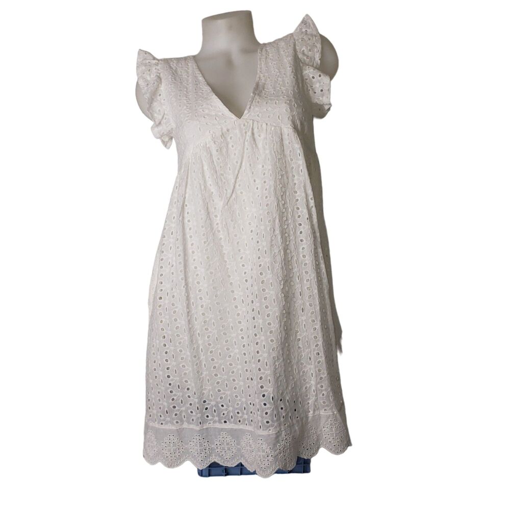 PINK LILY White Eyelet Sleeveless Lace Dress Womens Size Small